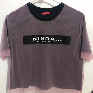 Layered Pink Mesh/Black T-Shirt